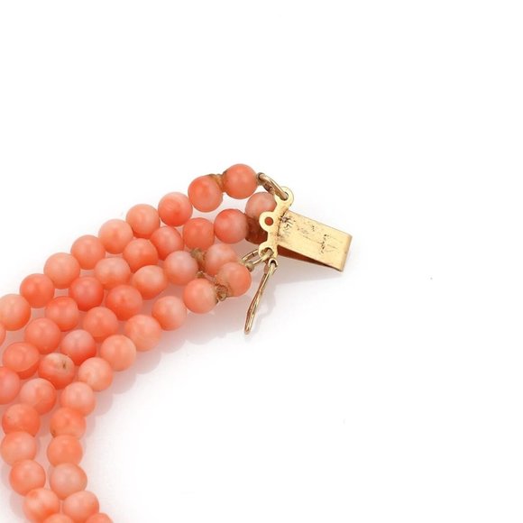 Estate 14k Gold Rice Pearls Coral Beaded Necklace - Picture 3 of 3